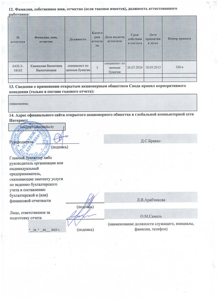 Информация об акционерном обществе и его деятельности по состоянию на 01.01.2025